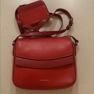 Vera Bradley Leather Twice as Nice Red Crossbody Purse Shoulder Bag and Wallet